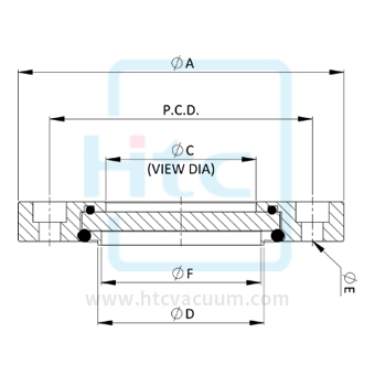 ISO Flange Tempered Glass Viewport (anodize)