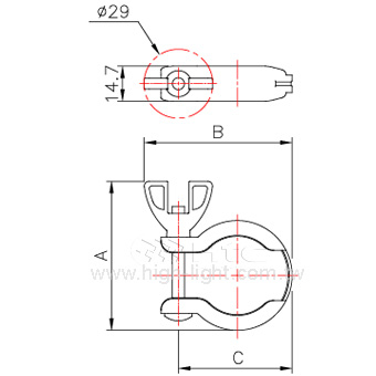 KF spring clamp with wing nut